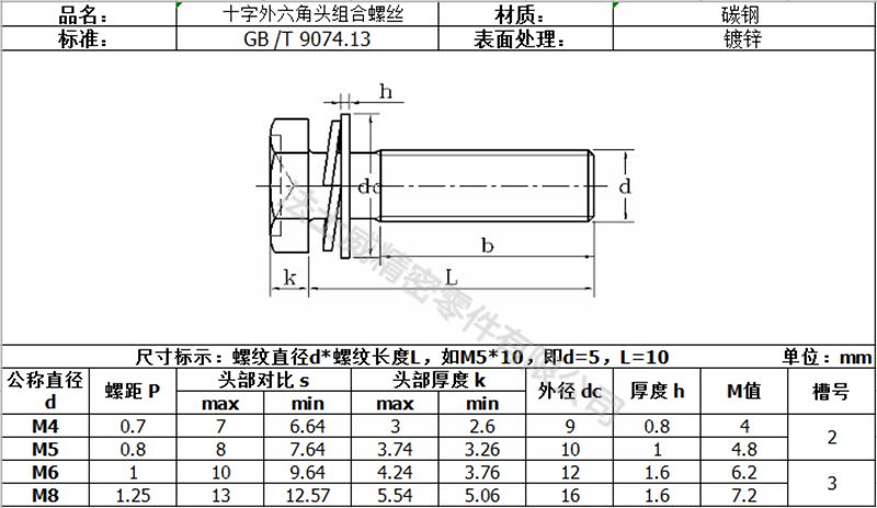GB9074.13外六角十字組合螺絲7_規(guī)格 GB9074.13外六角十字組合螺絲7_規(guī)格